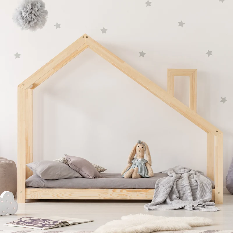 Lit cabane 90x190 sommier inclus Nathan Bois