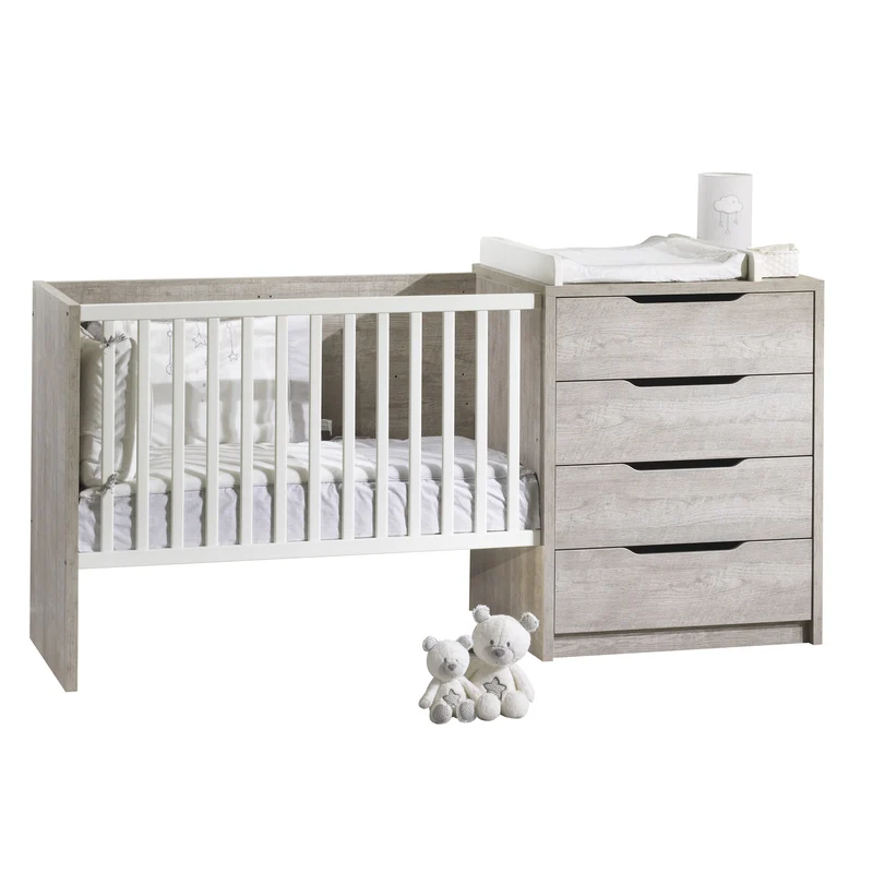 Loft lit bébé combiné évolutif 60x120