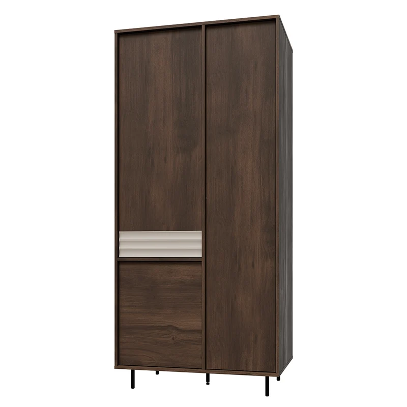 Armoire 3 portes Astra Bois foncé et Cachemire