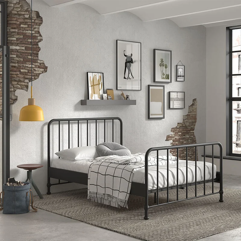 Lit 140x200 sommier inclus Vipack Bronxx Noir mat