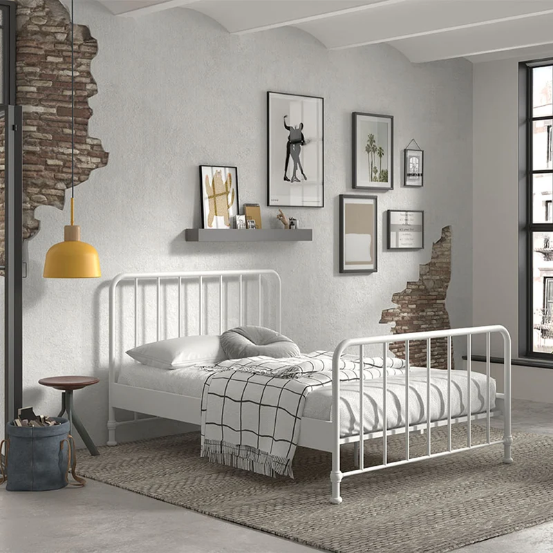 Lit 140x200 sommier inclus Vipack Bronxx Blanc mat