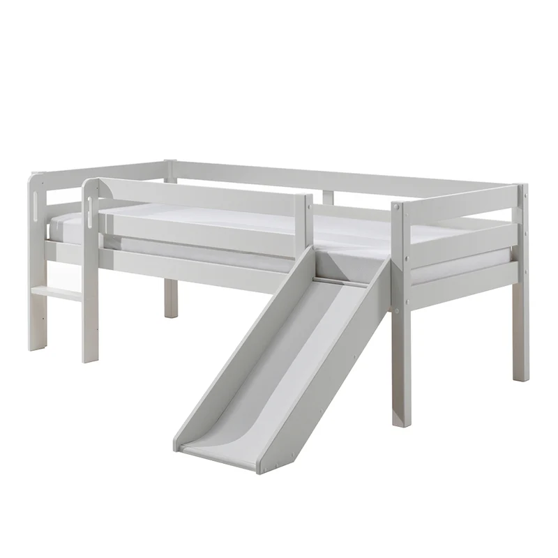 Lit mi-hauteur 90x200 toboggan sommier inclus Vipack Pino Blanc