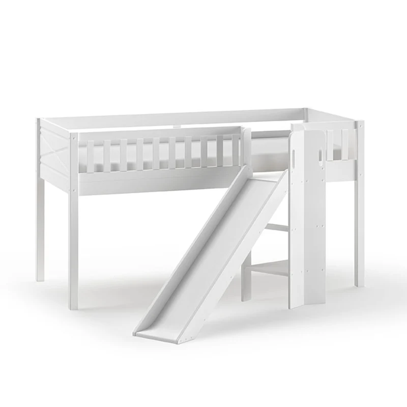 Lit mi-hauteur 90x200 toboggan sommier inclus Vipack Scott Blanc