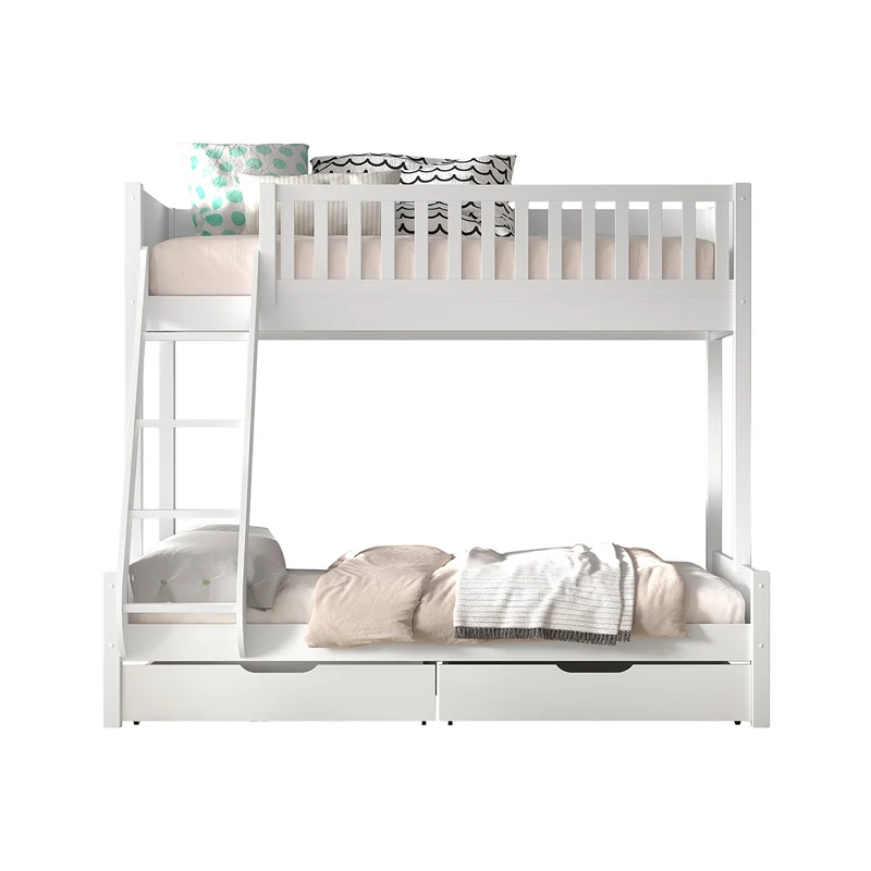 Lit superposé 90-140x200 sommiers et tiroirs inclus Vipack Scott Blanc