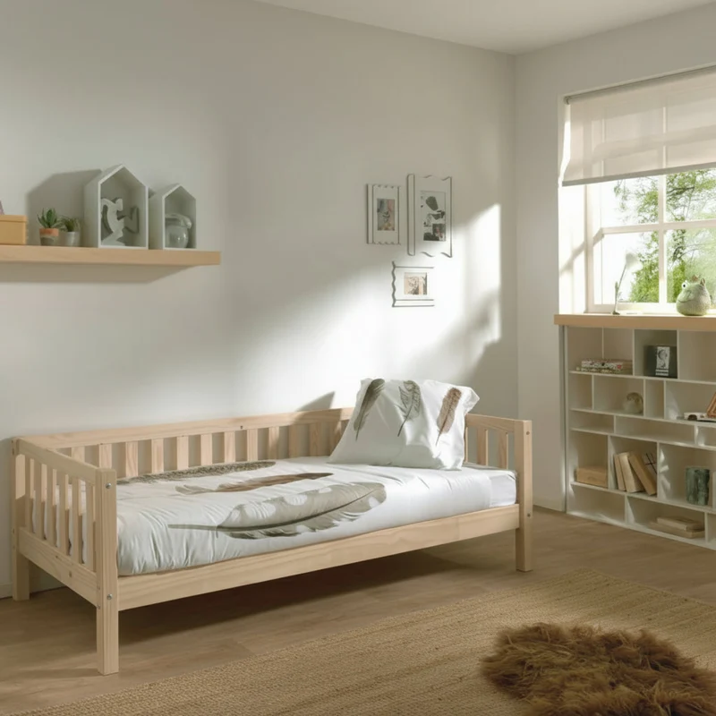 Lit banquette 90x200 sommier inclus Vipack Fritz - Bois
