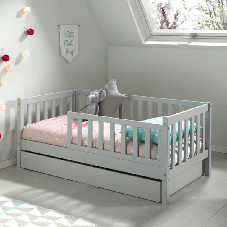 Lit 70x140 sommier et tiroir inclus Vipack Tod - Gris