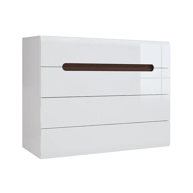 Commode 4 tiroirs Darrel Blanc laqué et Bois