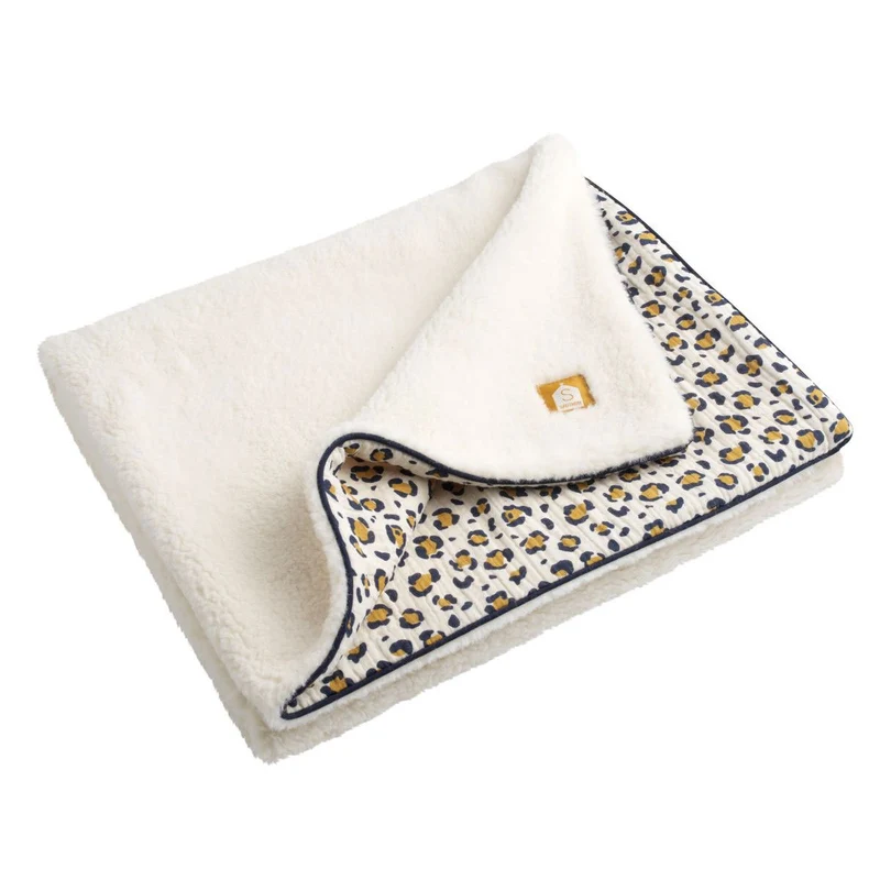 Couverture bébé en gaze de coton et Sherpa Léopard