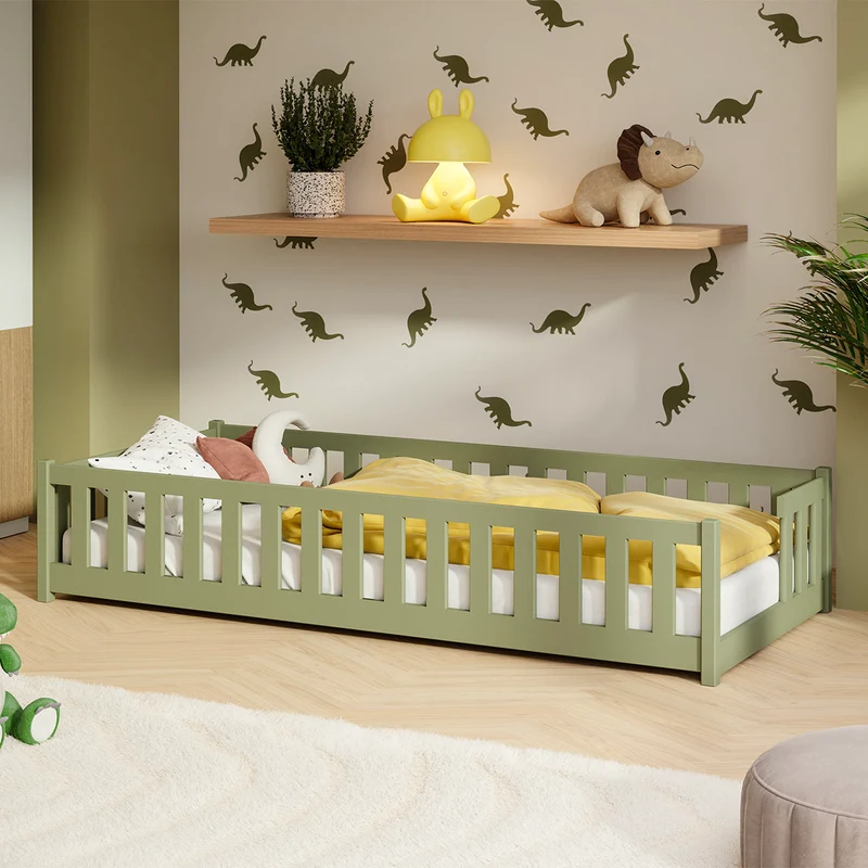Lit au sol 80x160 sommier inclus Théa Olive