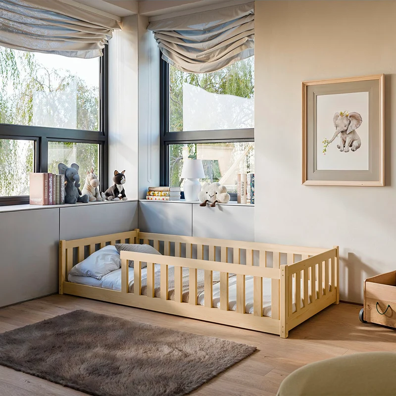 Lit au sol 80x160 sommier inclus Maya Bois