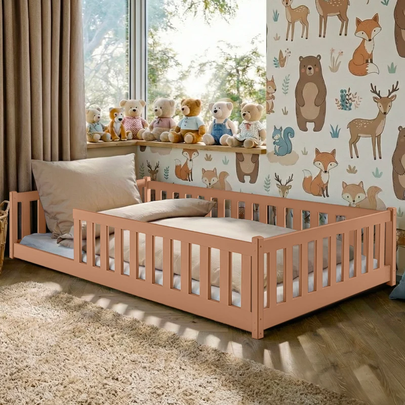 Lit au sol 120x200 sommier inclus Maya Marron