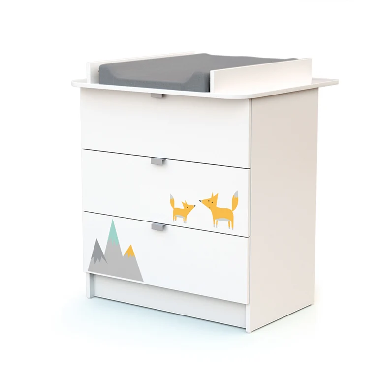 Commode 3 tiroirs avec plan à langer AT4 Webaby Renard