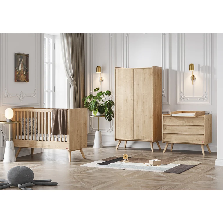 Chambre complète lit bébé - commode 3 tiroirs - armoire 2 portes Vox Vintage Bois