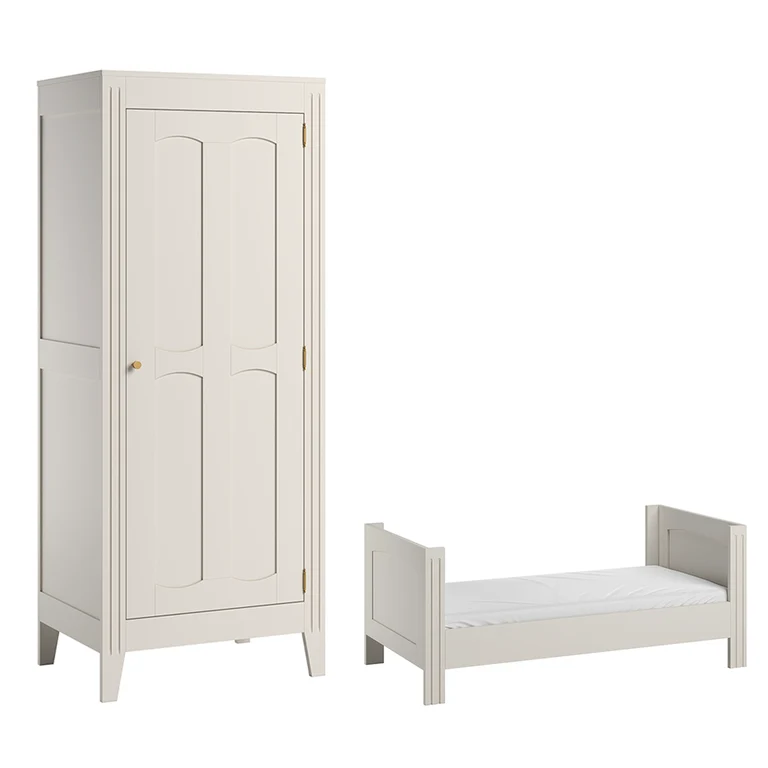 Lit bébé évolutif et armoire 1 porte Vox Milenne Blanc
