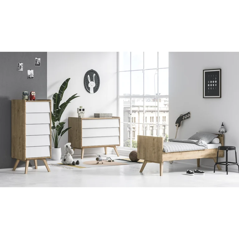 Chambre complète lit bébé évolutif - commode à langer - chiffonnier Vox Vintage Bois Blanc