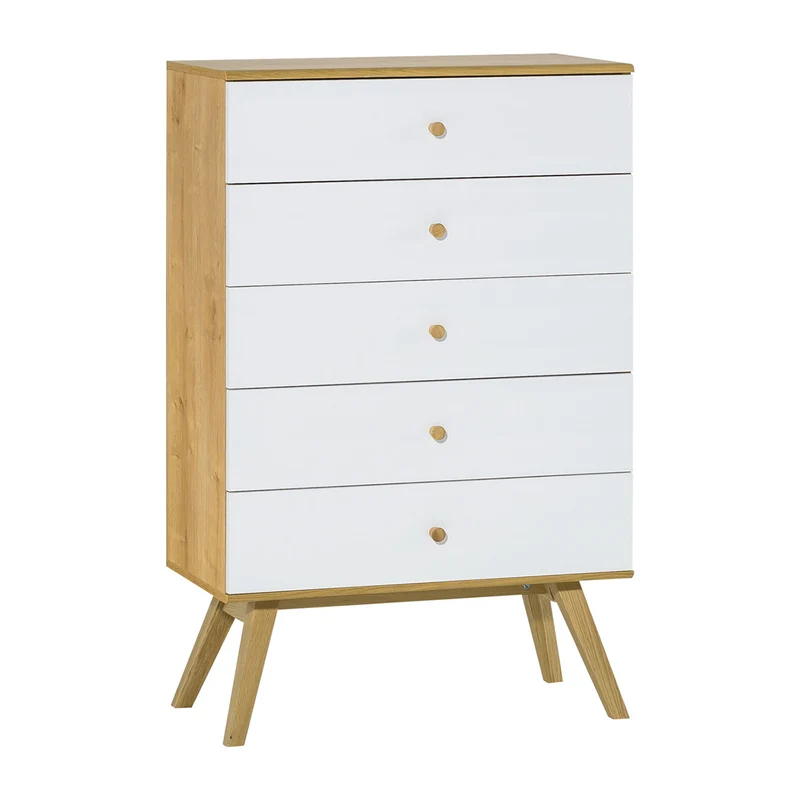 Commode 5 tiroirs Vox Nature Blanc