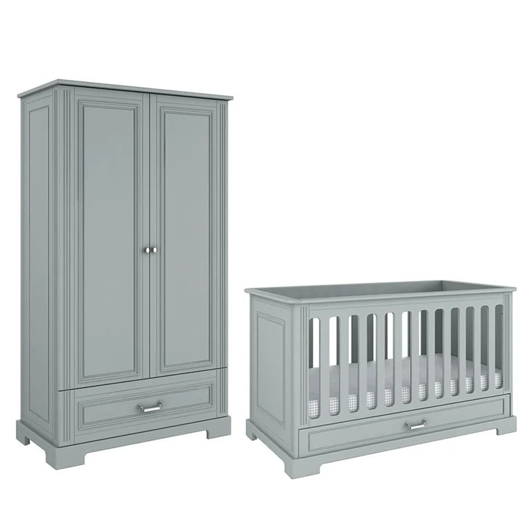Lit évolutif 70x140 et armoire 2 portes Bellamy Ines Gris