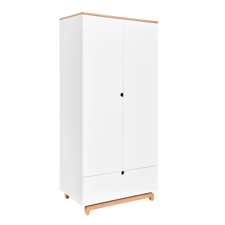 Armoire 2 portes 1 tiroir Bellamy Nomi Blanc et bois