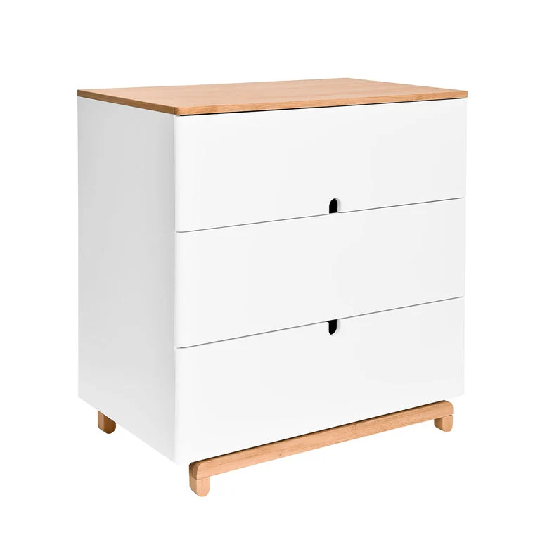 Commode 3 tiroirs Bellamy Nomi Blanc et bois