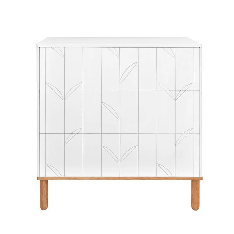Commode 3 tiroirs Bellamy Toteme Botanic Blanc et bois