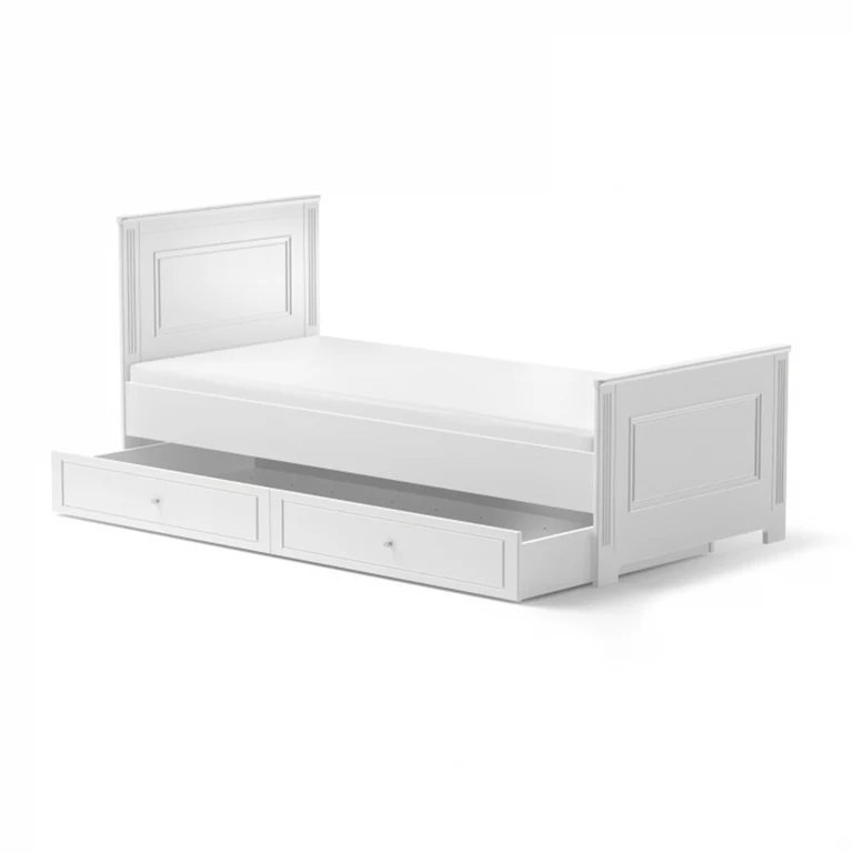 Lit 90x200 sommier et tiroir inclus Bellamy Ines Blanc