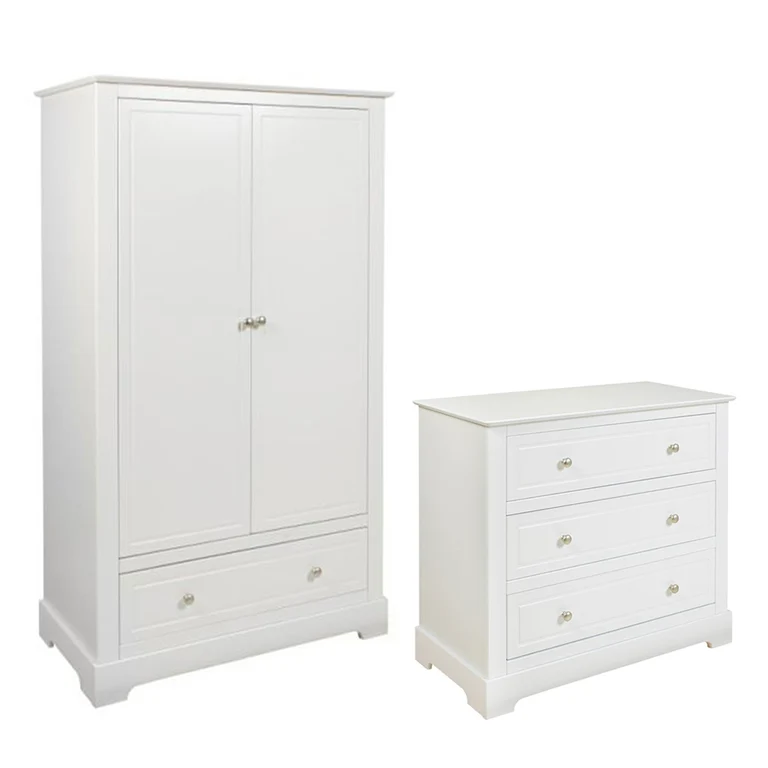 Commode 3 tiroirs et armoire 2 portes Bellamy Marylou Blanc