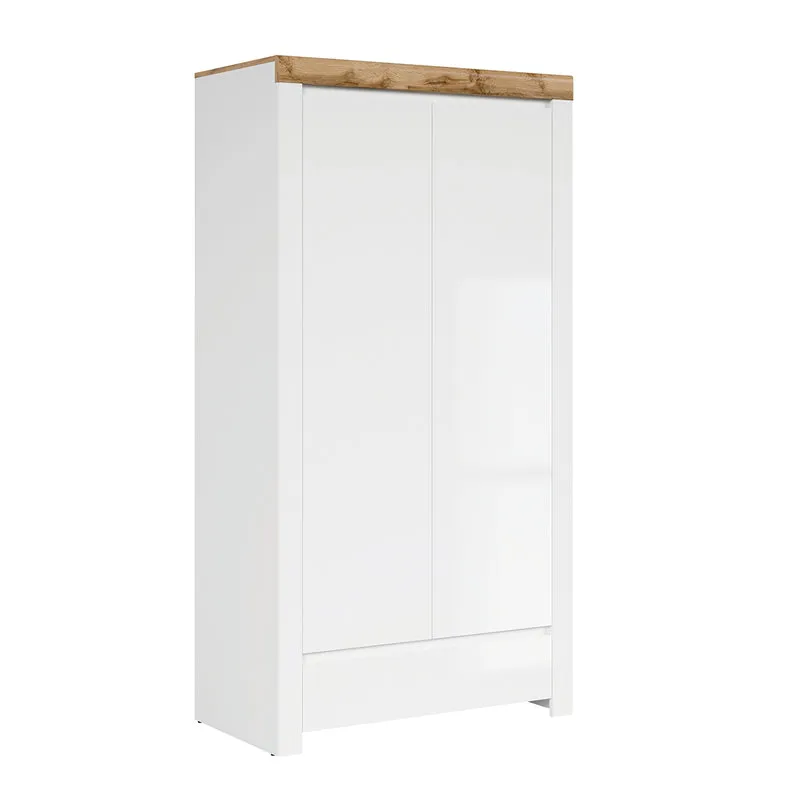 Armoire 2 portes 1 tiroir Hella Blanc et Bois