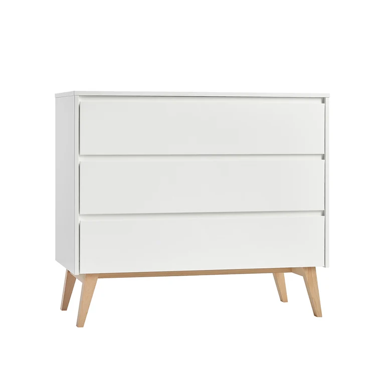 Commode 3 tiroirs Pinio Swing - Blanc et bois