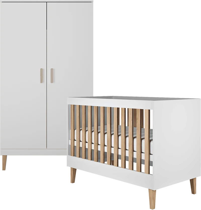 Lit bébé 60x120 et armoire Kocot Kids Kubi - Blanc