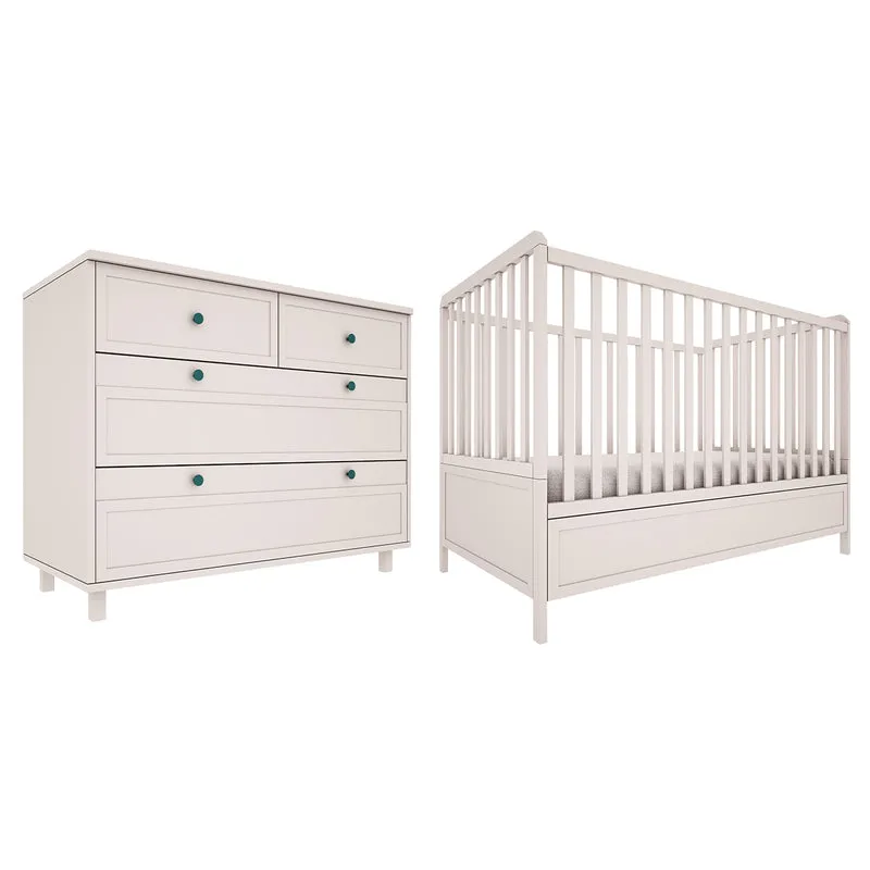 Lit évolutif 70x140 et commode 4 tiroirs Wood Luck Gabriel - Cachemire