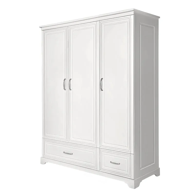 Armoire 3 portes 2 tiroirs Novelies Melody Blanc