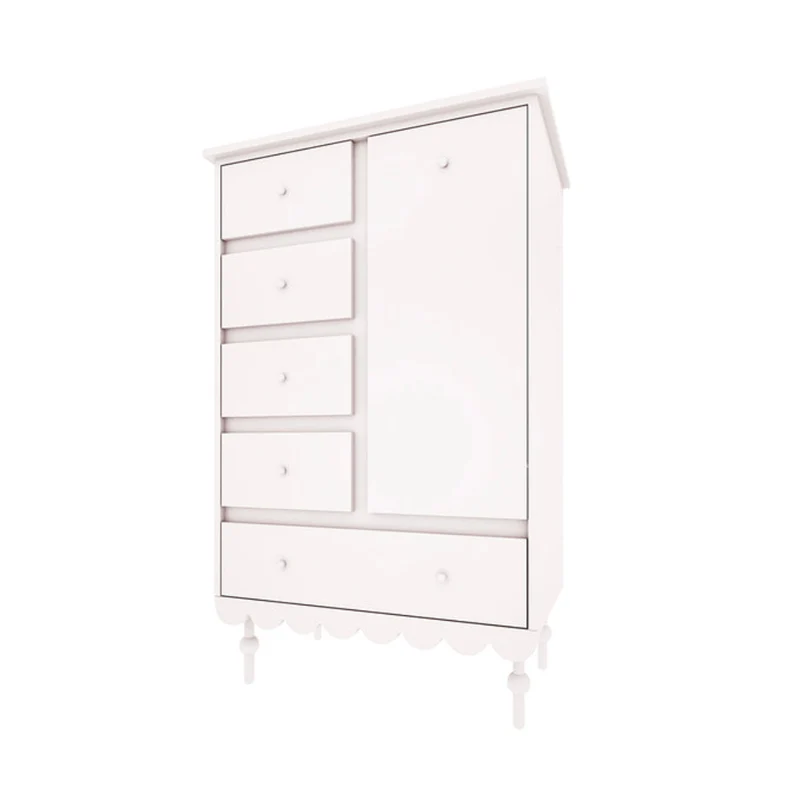 Commode 5 tiroirs 1 porte Wood Luck Babushka Blanc
