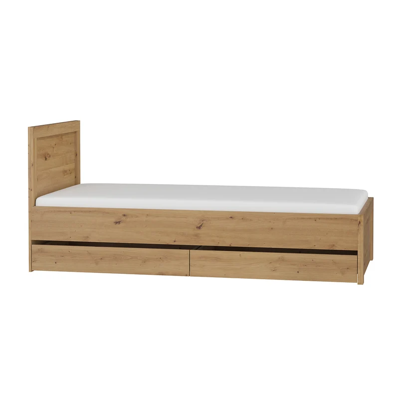 Lit 90x200 tiroirs inclus Kasla Bois et Anthracite