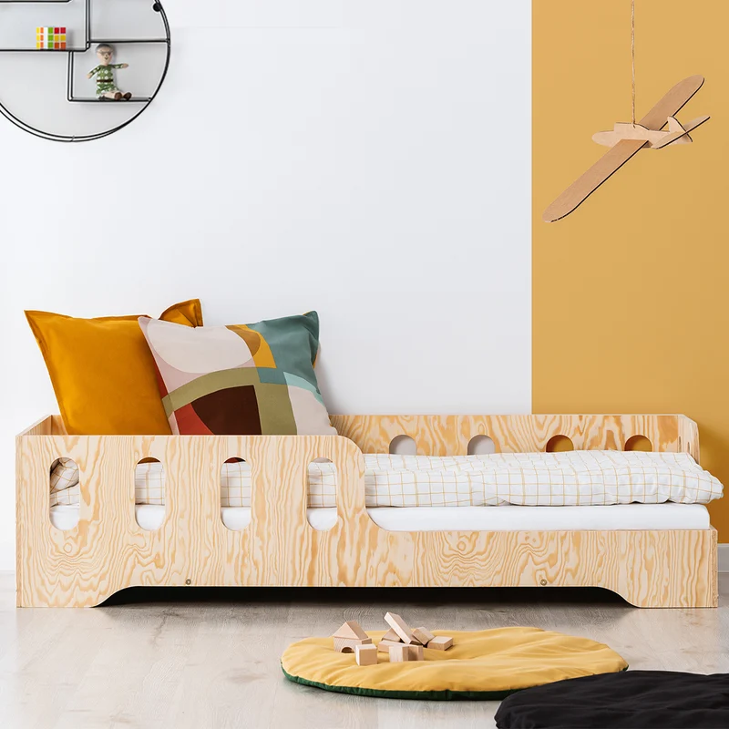 Lit 90x200 entrée droite sommier inclus Estelle Bois