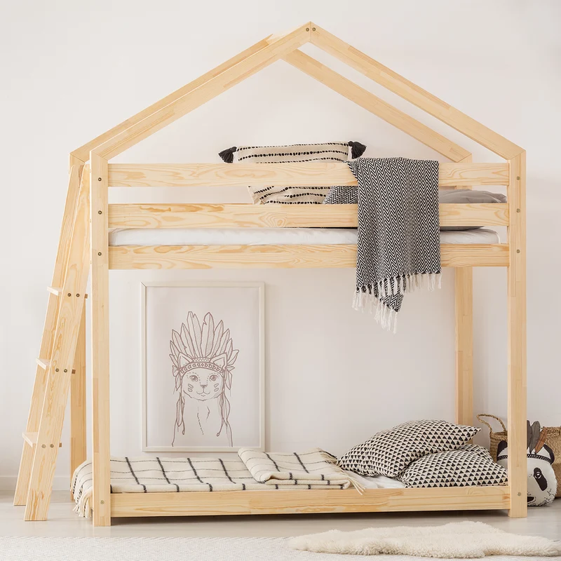 Lit cabane superposé 90x190 sommier inclus Gaëlle Bois
