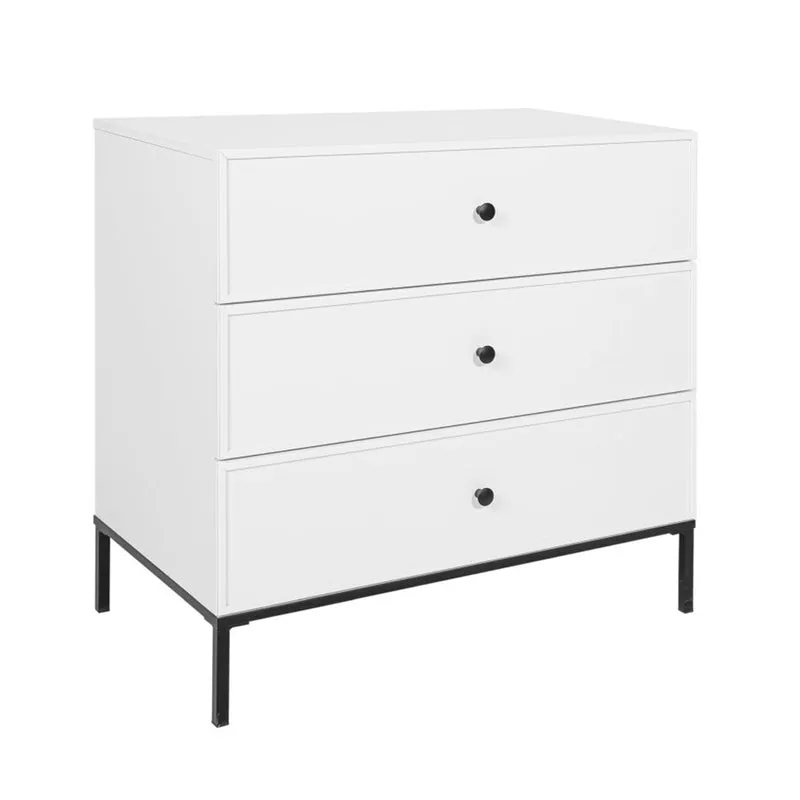 Commode 3 tiroirs Bellamy Lumi Blanc et noir