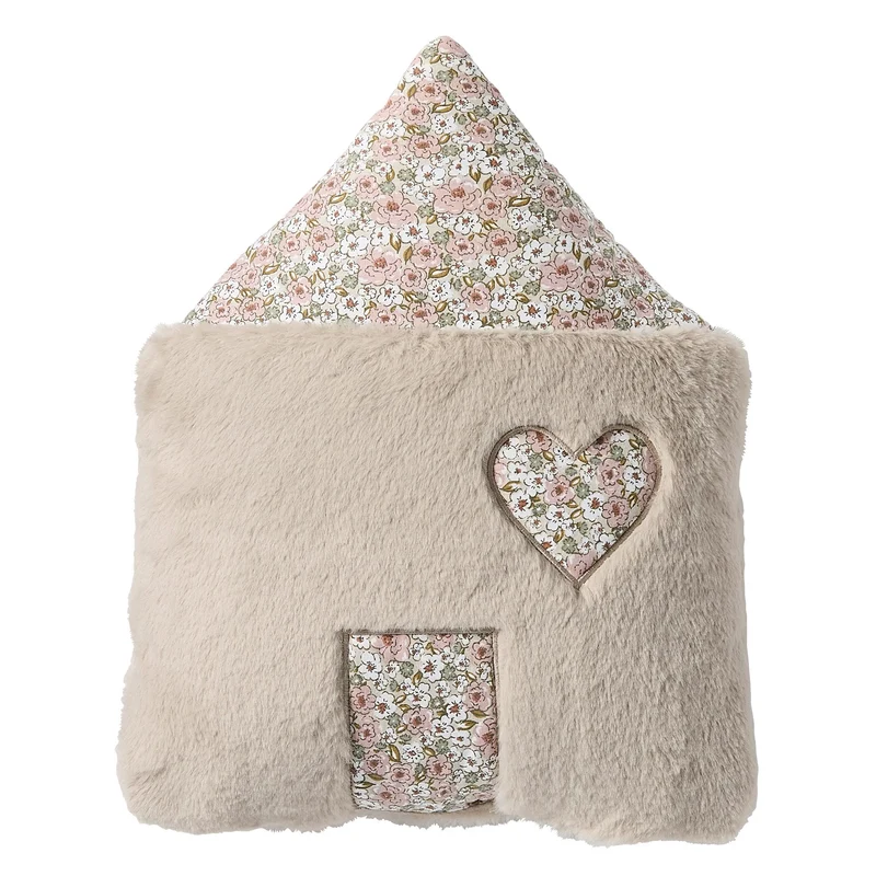 Coussin déco forme maison fausse fourrure Angora Afternoon Tea