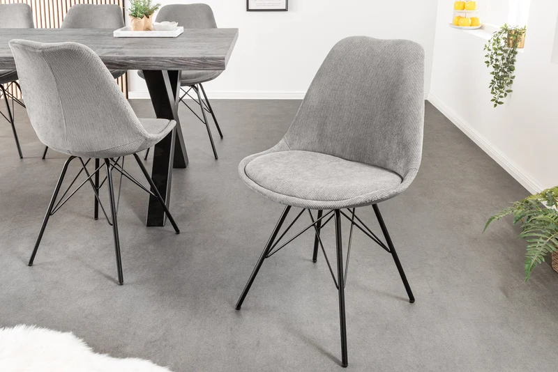 Lot de 2x chaises rétro SCANDINAVIA MEISTERSTÜCK gris