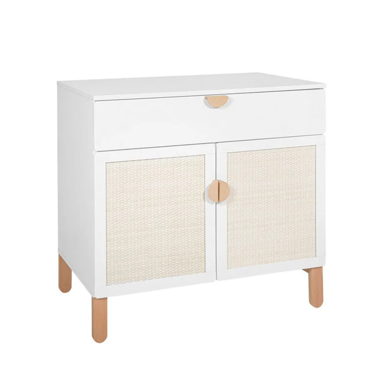 Commode 2 portes 1 tiroir Bellamy Laurie Blanc et bois