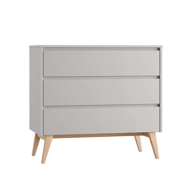 Commode 3 tiroirs Pinio Swing Gris et bois