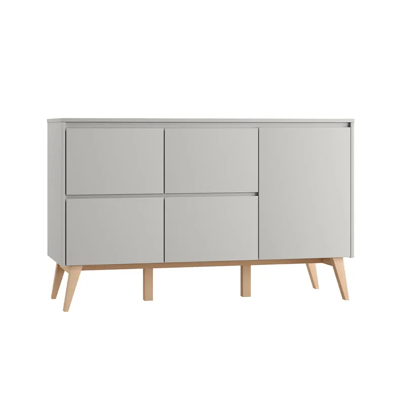 Commode 4 tiroirs 1 porte Pinio Swing Gris et bois