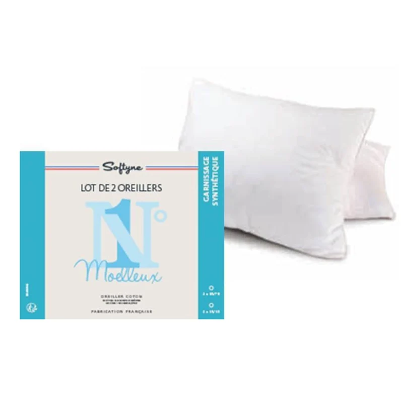 Lot de deux Oreiller 45x70 cm Softyne n°1 moelleux et anti-acariens