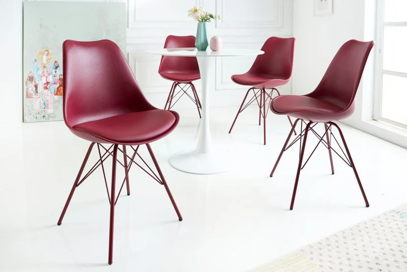 Lot de 2x chaises rétro SCANDINAVIA MEISTERSTÜCK rouge