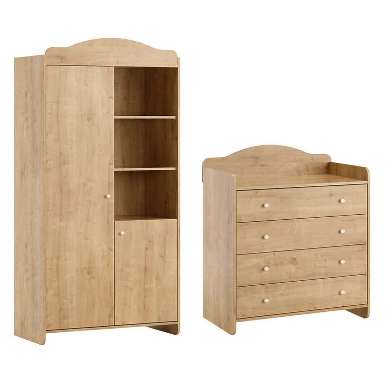 Commode à langer et armoire 2 portes Vox Megeve Bois