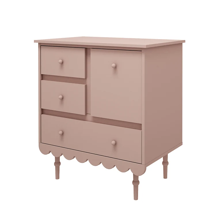 Commode 3 tiroirs 1 porte Wood Luck Babushka Rose