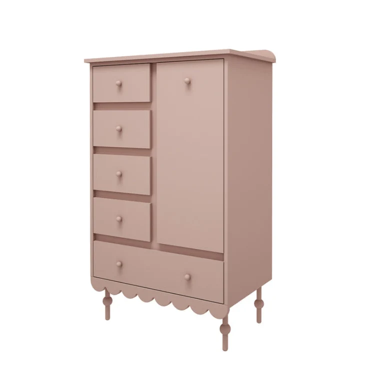 Commode 5 tiroirs 1 porte Wood Luck Babushka Rose