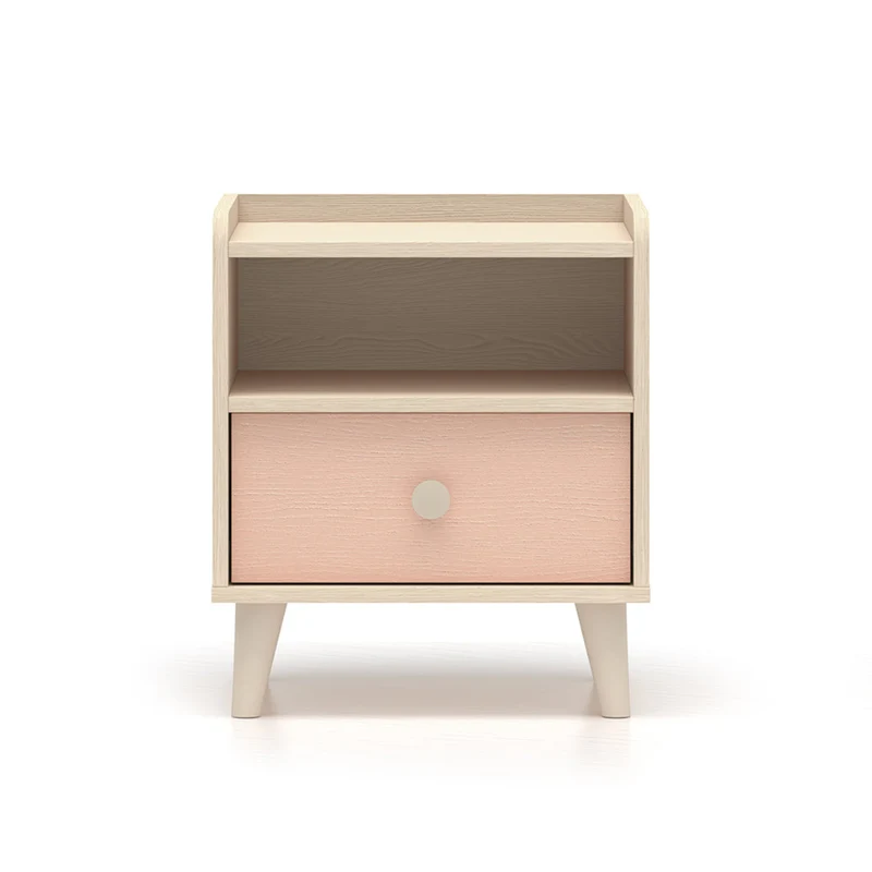 Chevet 1 tiroir Alycia Beige et Rose