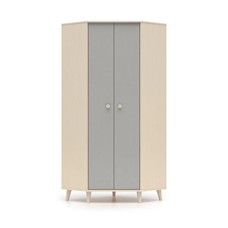 Armoire d'angle 2 portes Alycia Beige et Gris