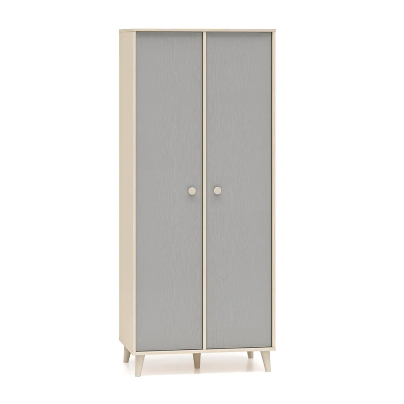 Armoire 2 portes Alycia Beige et Gris