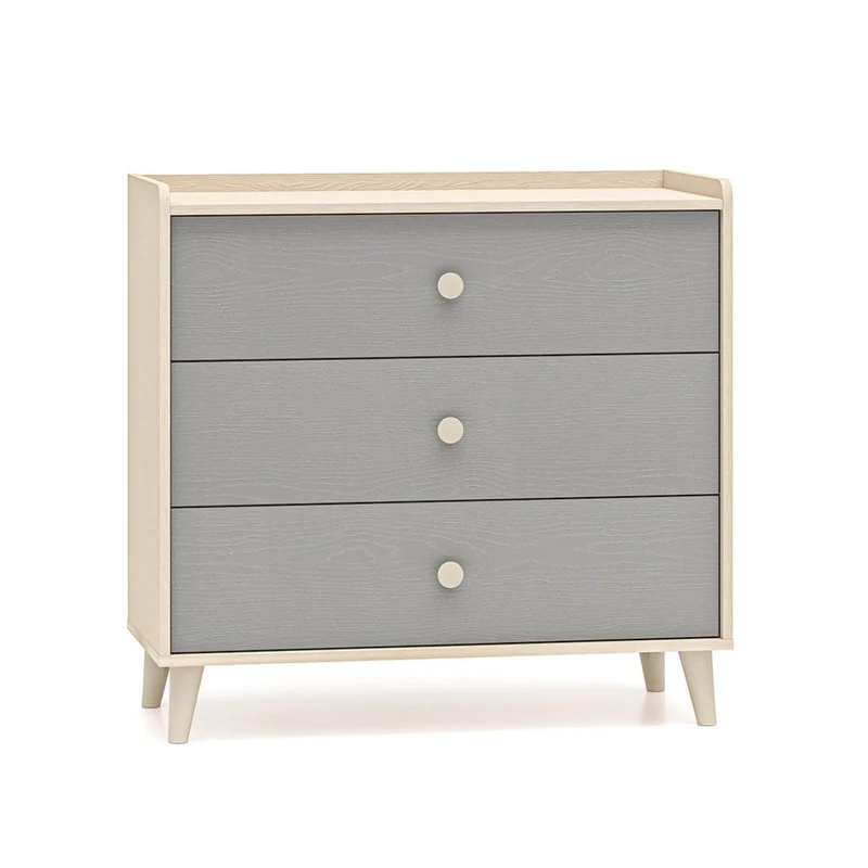 Commode 3 tiroirs Alycia Beige et Gris